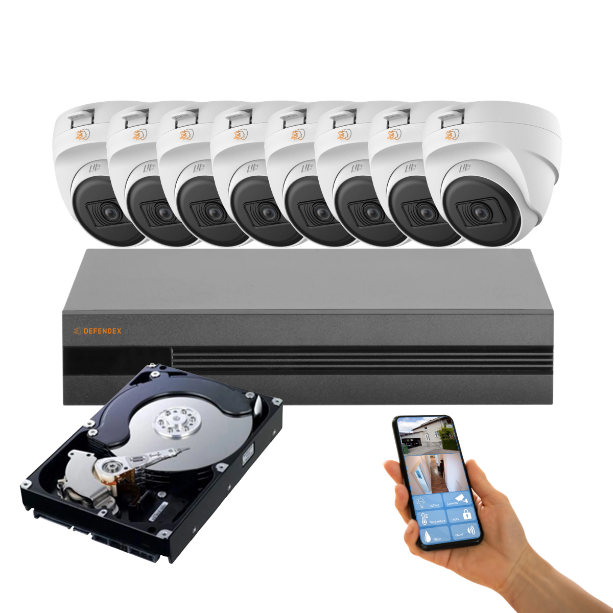DEFENDEX HDCVI Komplettset | 8× 2 MP Dome | 2 TB