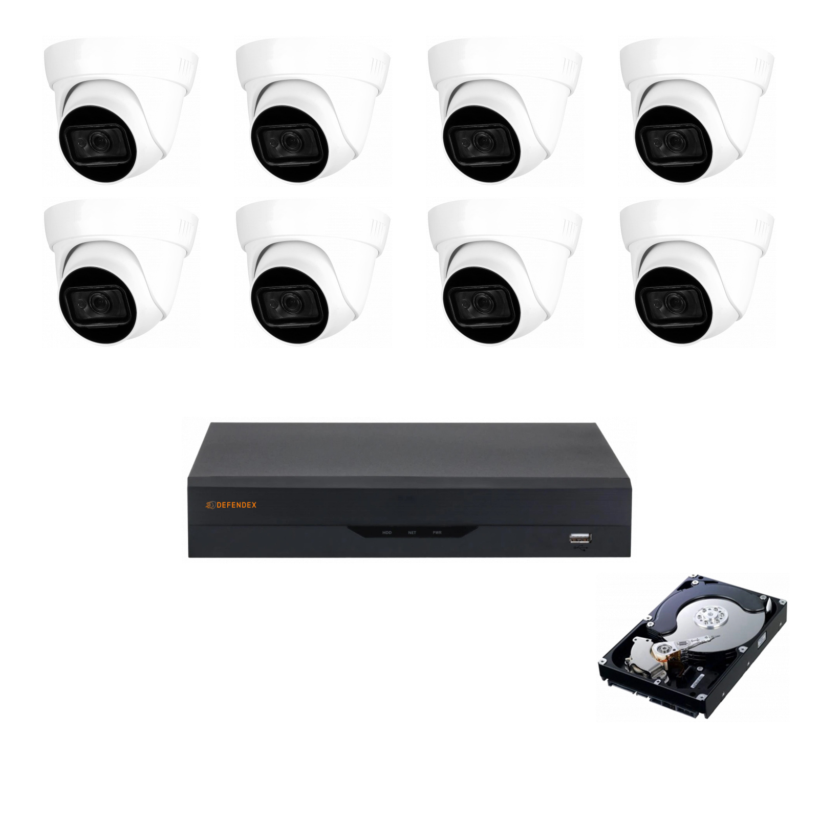 DEFENDEX HDCVI 4K Set mit 8× 8 MP Dome-Kamera und 2 TB HDD
