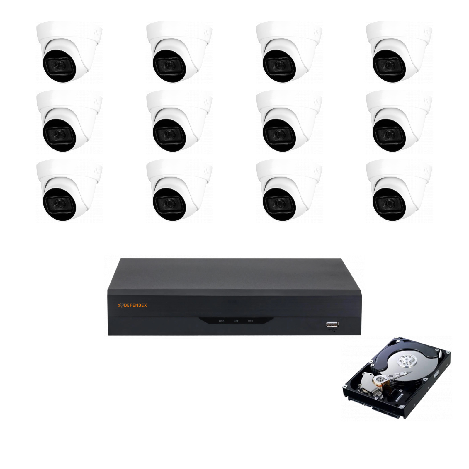 DEFENDEX HDCVI 4K Set mit 12× 8 MP Dome-Kamera und 2 TB HDD