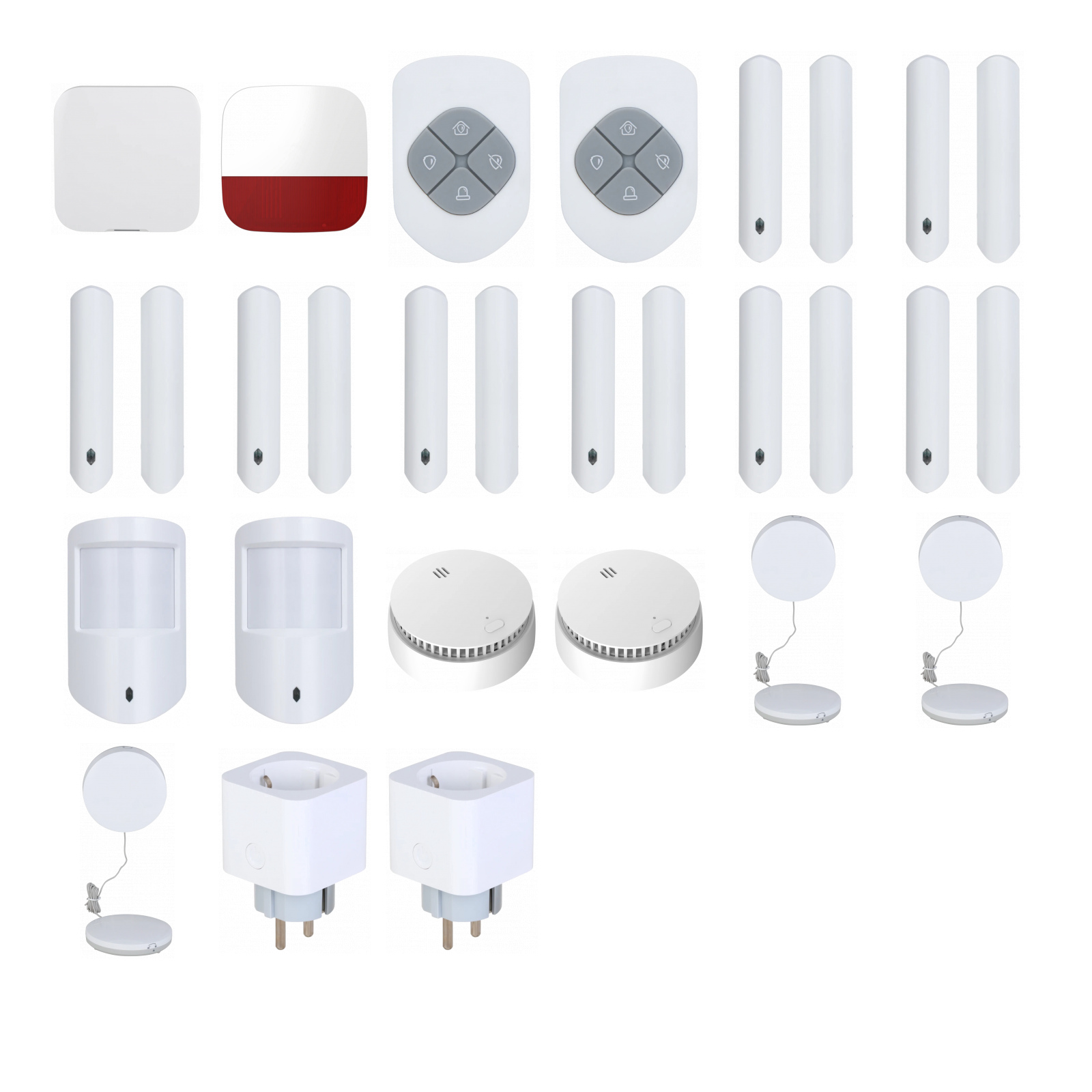 DEFENDEX Alarmset 4G/LTE – 8 Kontakte, 2 Bewegungsmelder, Rauch, Wasser & 2 Steckdosen