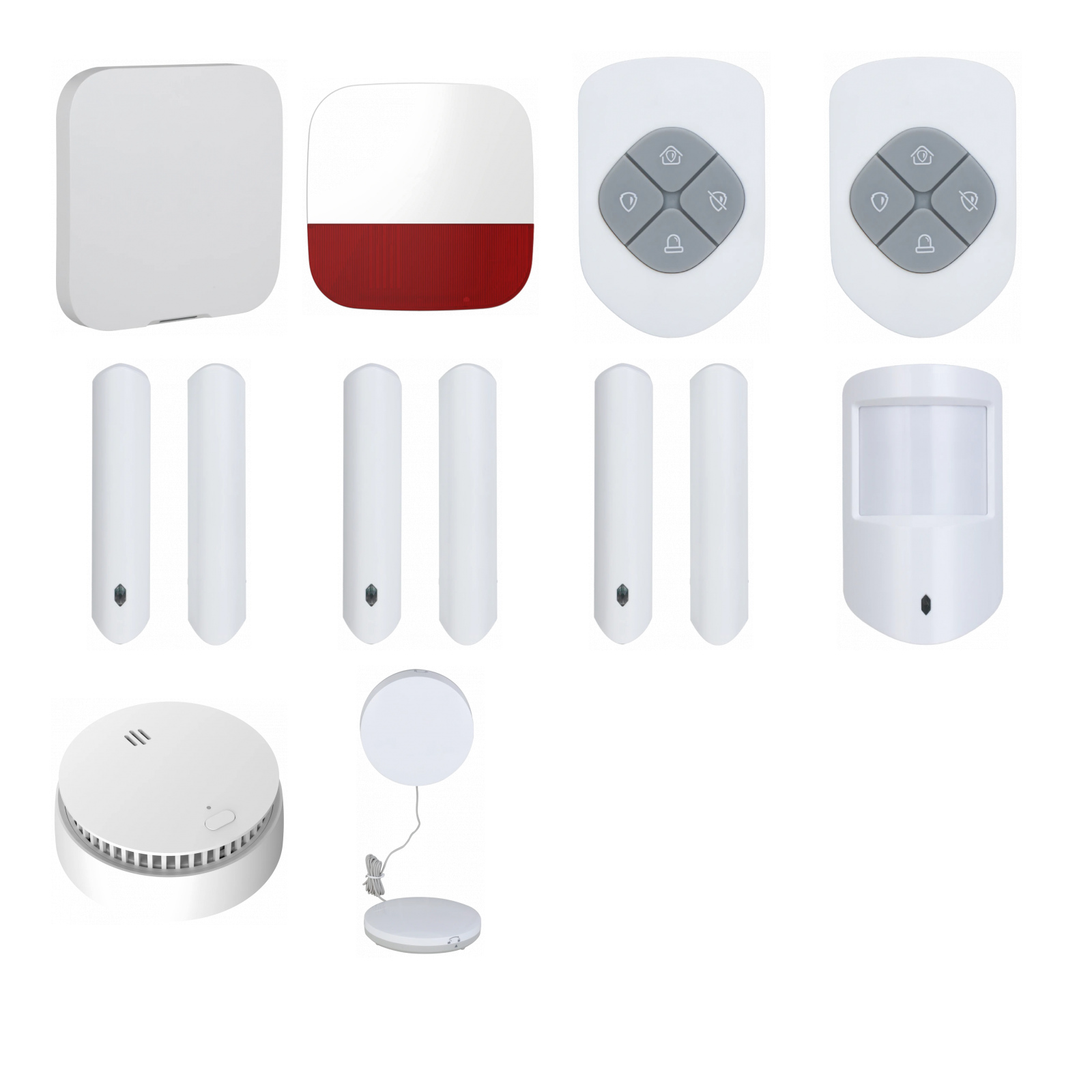 DEFENDEX Alarmset WLAN/LAN – 3 Kontakte, 1 Bewegungsmelder, Rauch- & Wassermelder