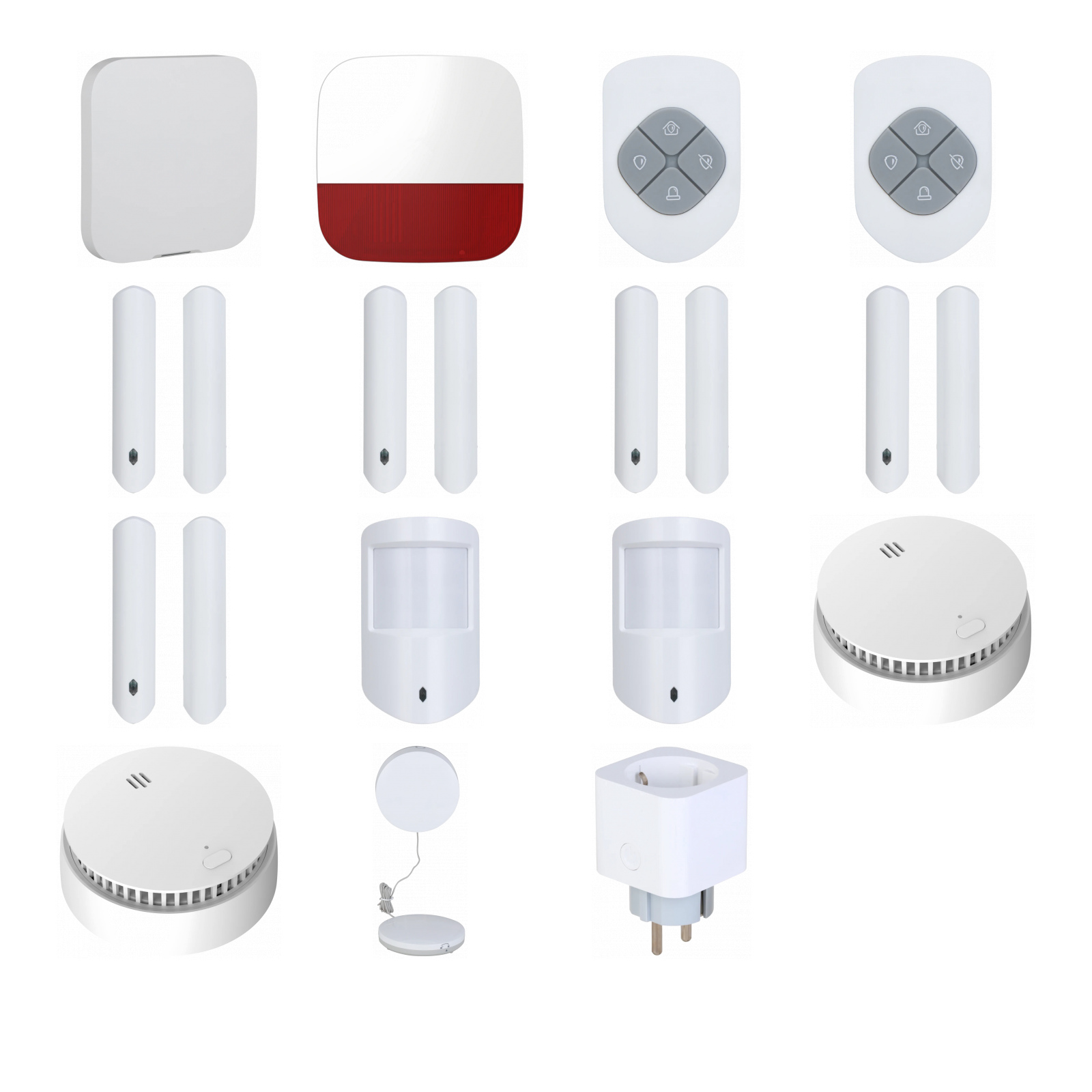 DEFENDEX Alarmset WLAN/LAN – 5 Kontakte, 2 Bewegungsmelder, Rauch, Wasser & Steckdose