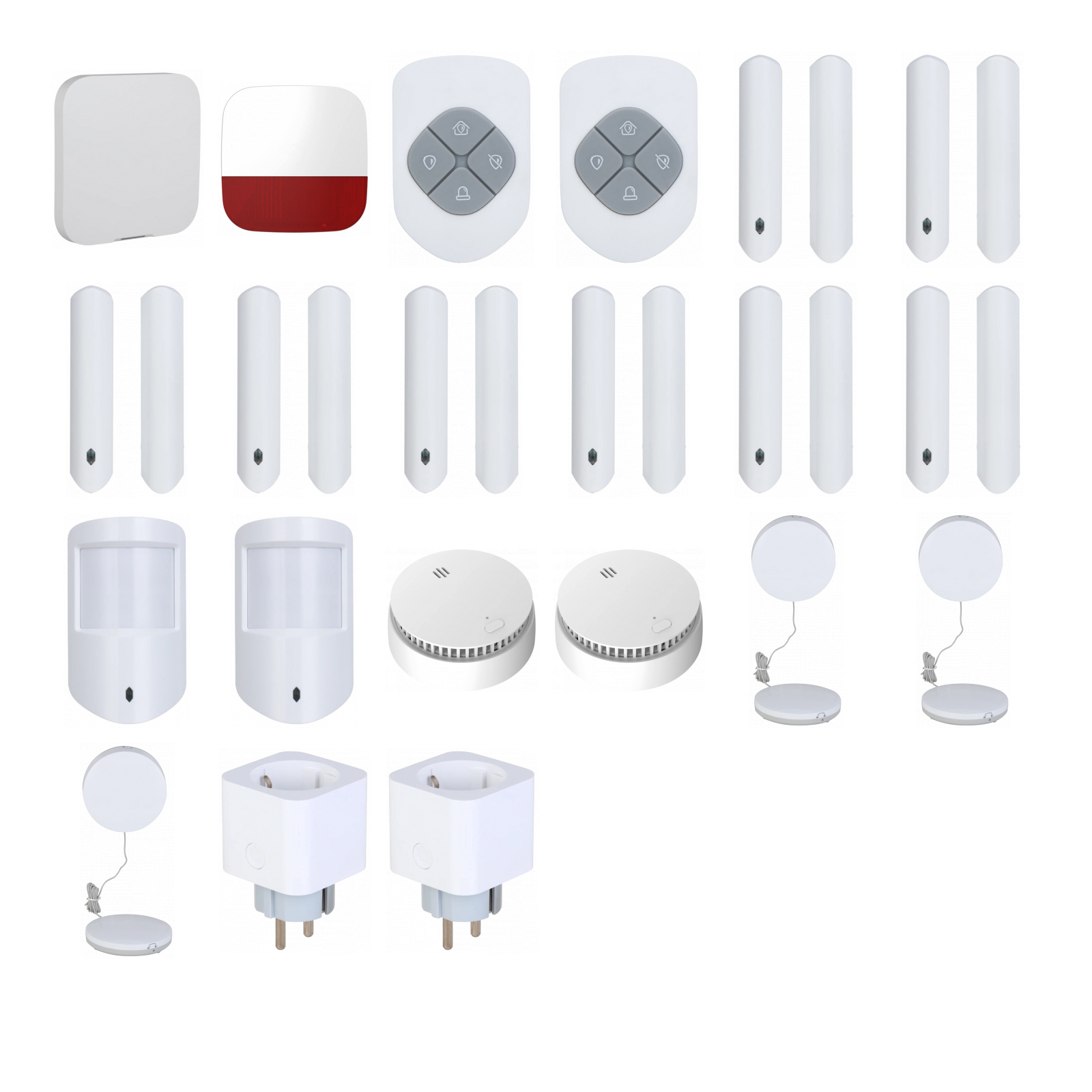 DEFENDEX Alarmset WLAN/LAN – 8 Kontakte, 2 Bewegungsmelder, Rauch, Wasser & 2 Steckdosen