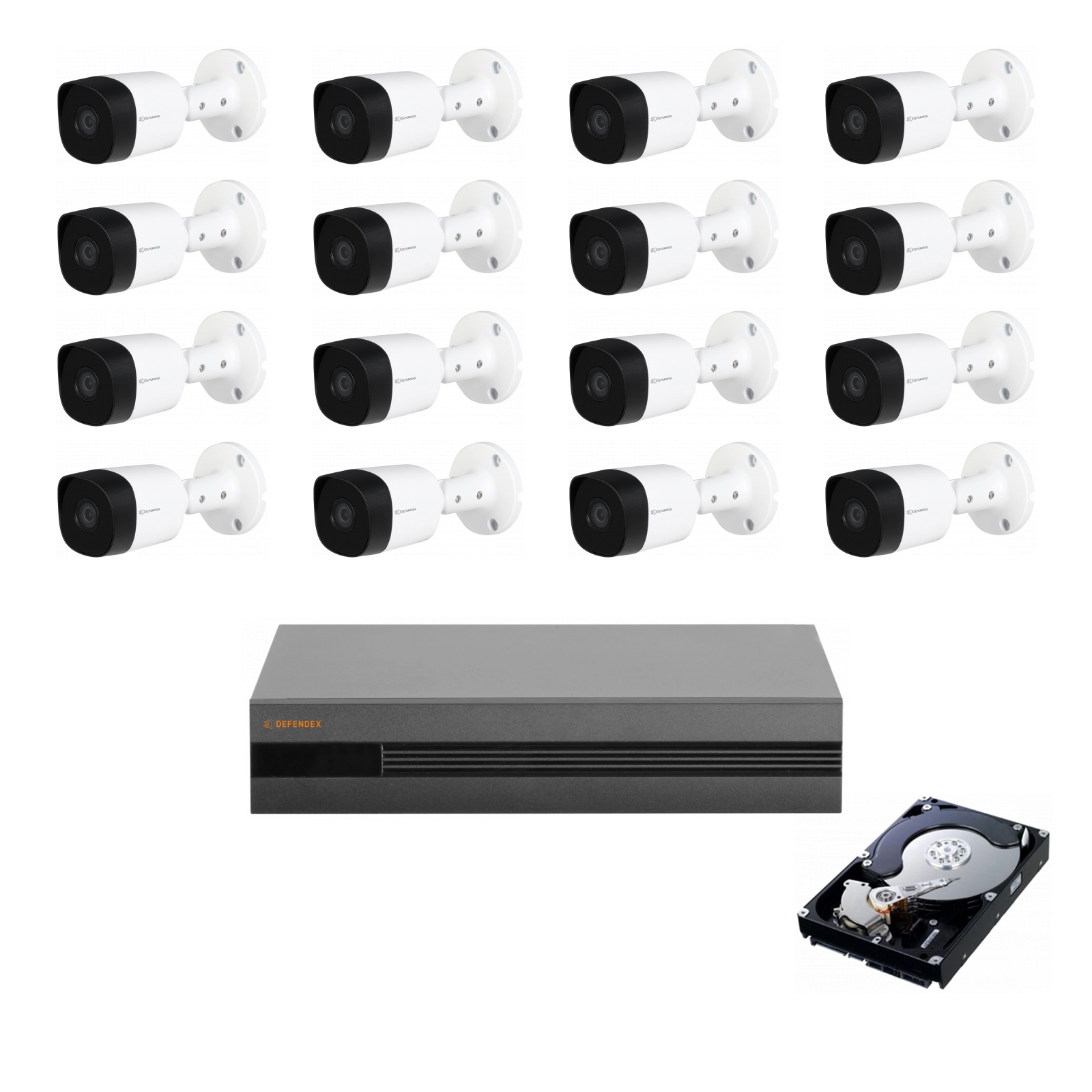 DEFENDEX HDCVI Komplettset | 16× 2 MP Bullet | 4 TB
