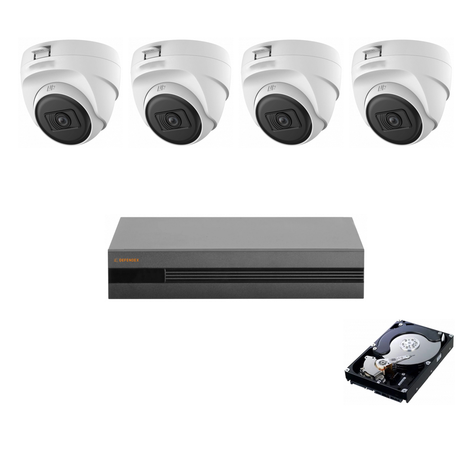 DEFENDEX HDCVI Komplettset | 4× 2 MP Dome | 1 TB