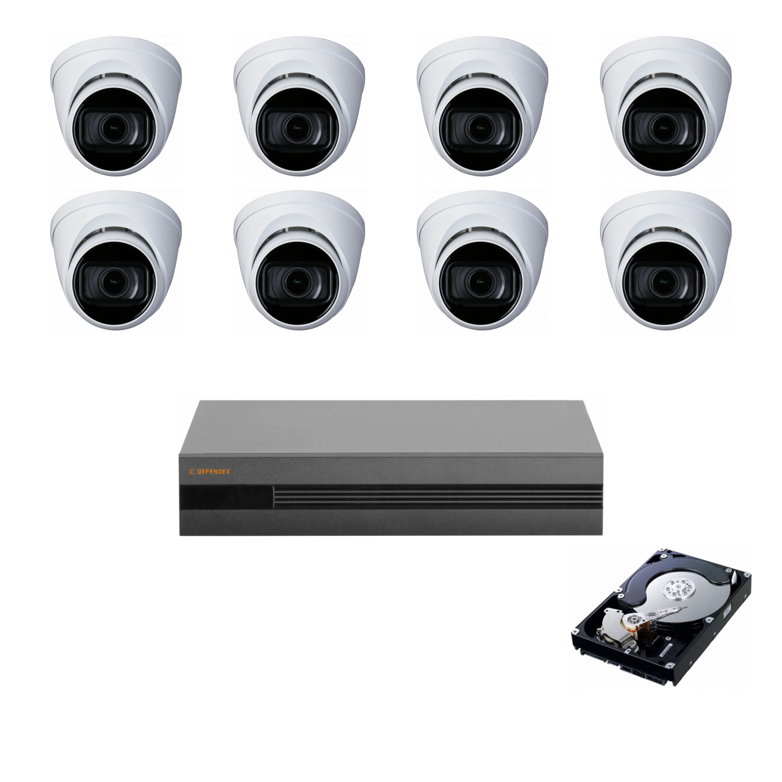 DEFENDEX HDCVI Komplettset | 8× 2 MP Advanced Dome | 2 TB