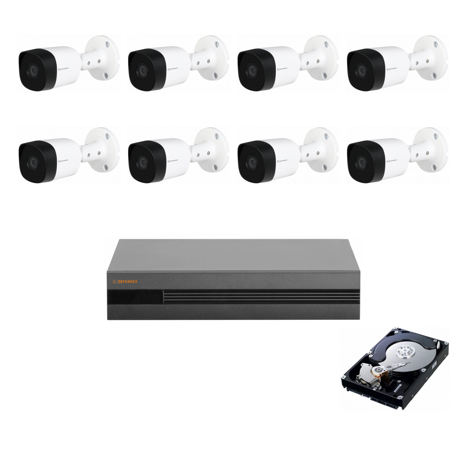 DEFENDEX HDCVI Komplettset | 8× 2 MP Bullet | 2 TB