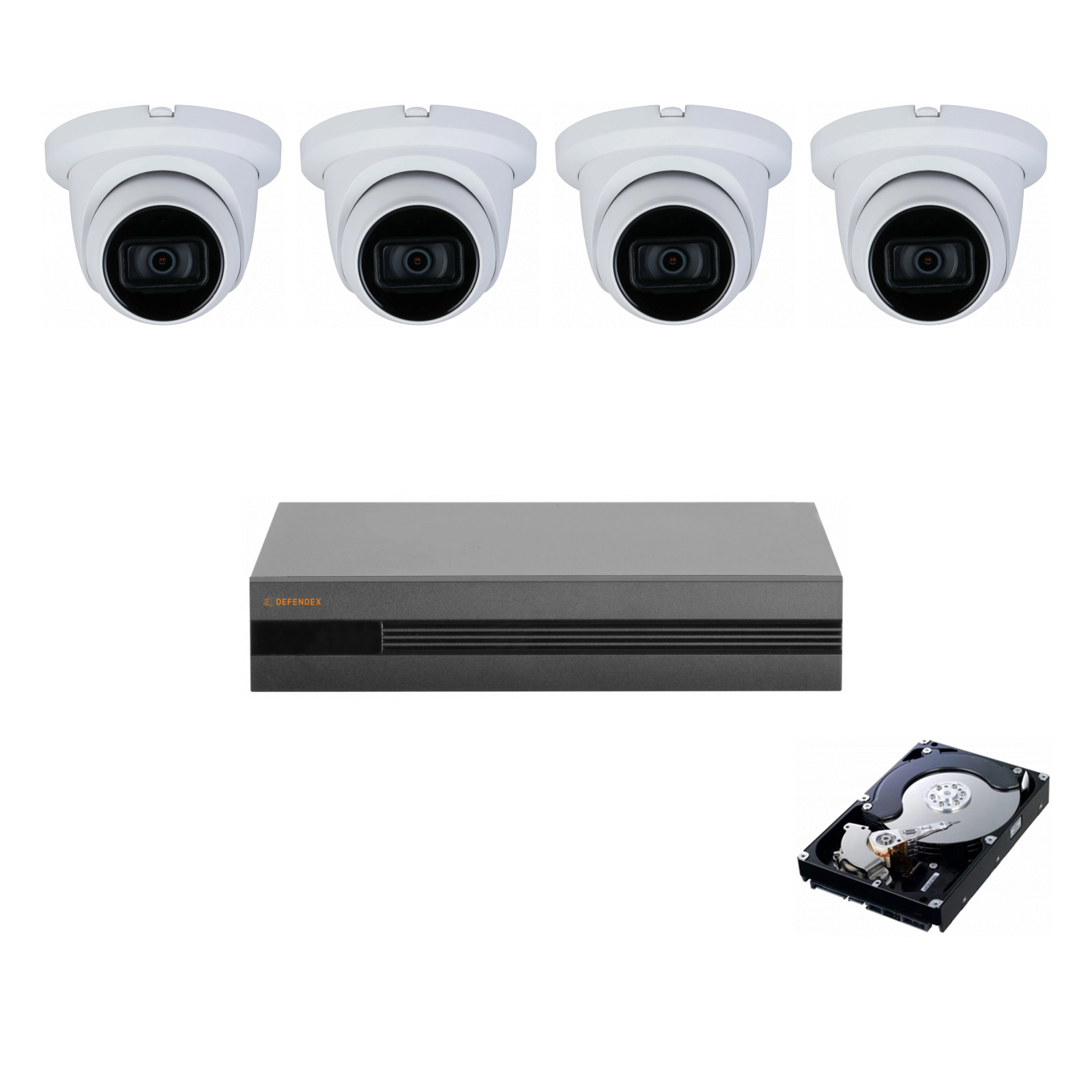 DEFENDEX HDCVI Premium-Set | 4× 2 MP ProGuard Dome | 1 TB