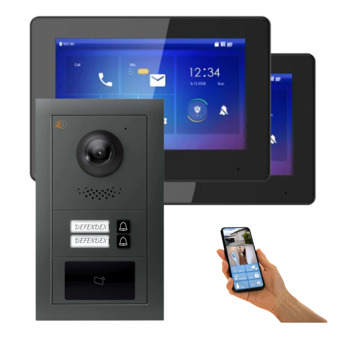 Defendex 2-Draht RFID Türsprechanlage für Zweifamilienhaus