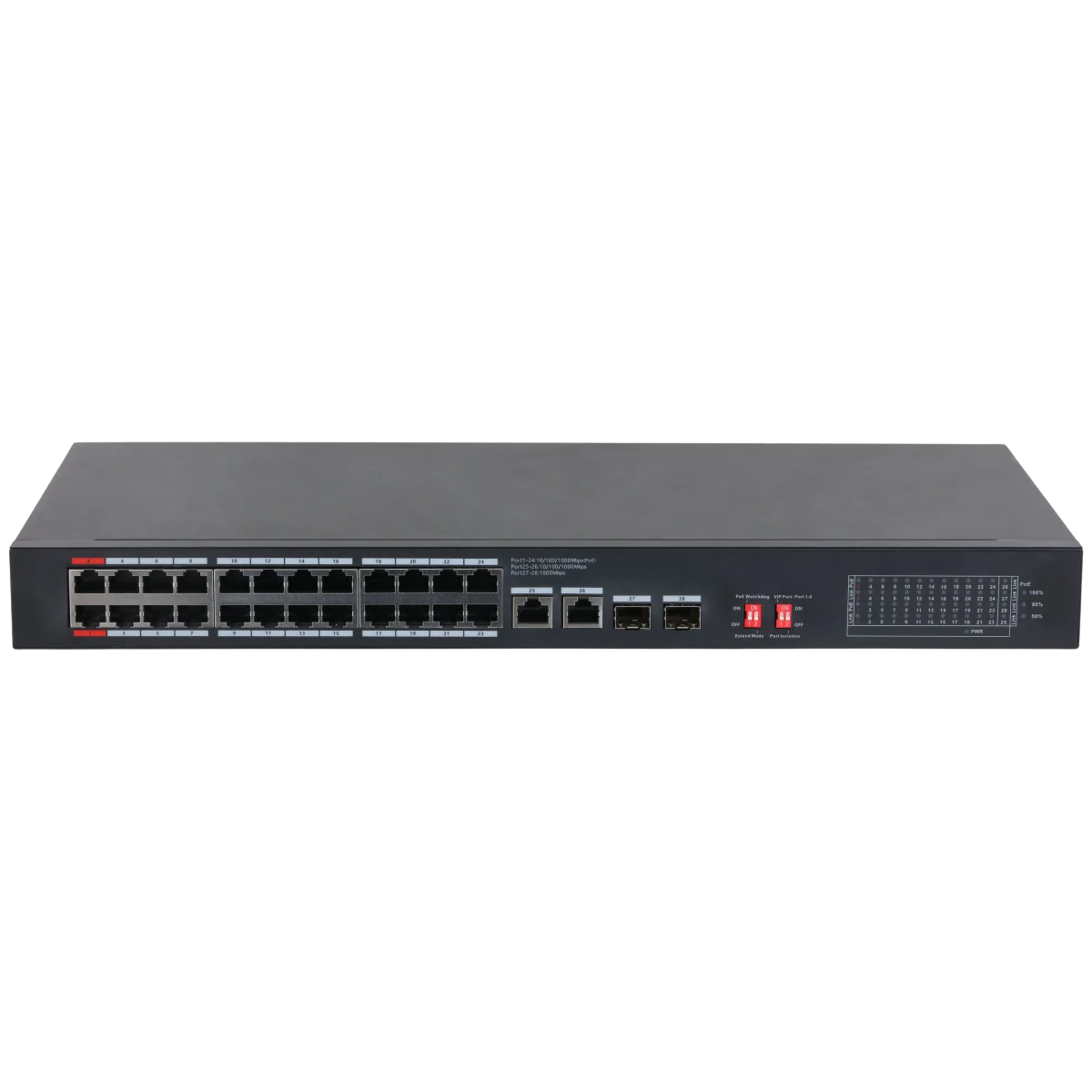 Defendex 24 Port Gigabit PoE Switch mit SFP