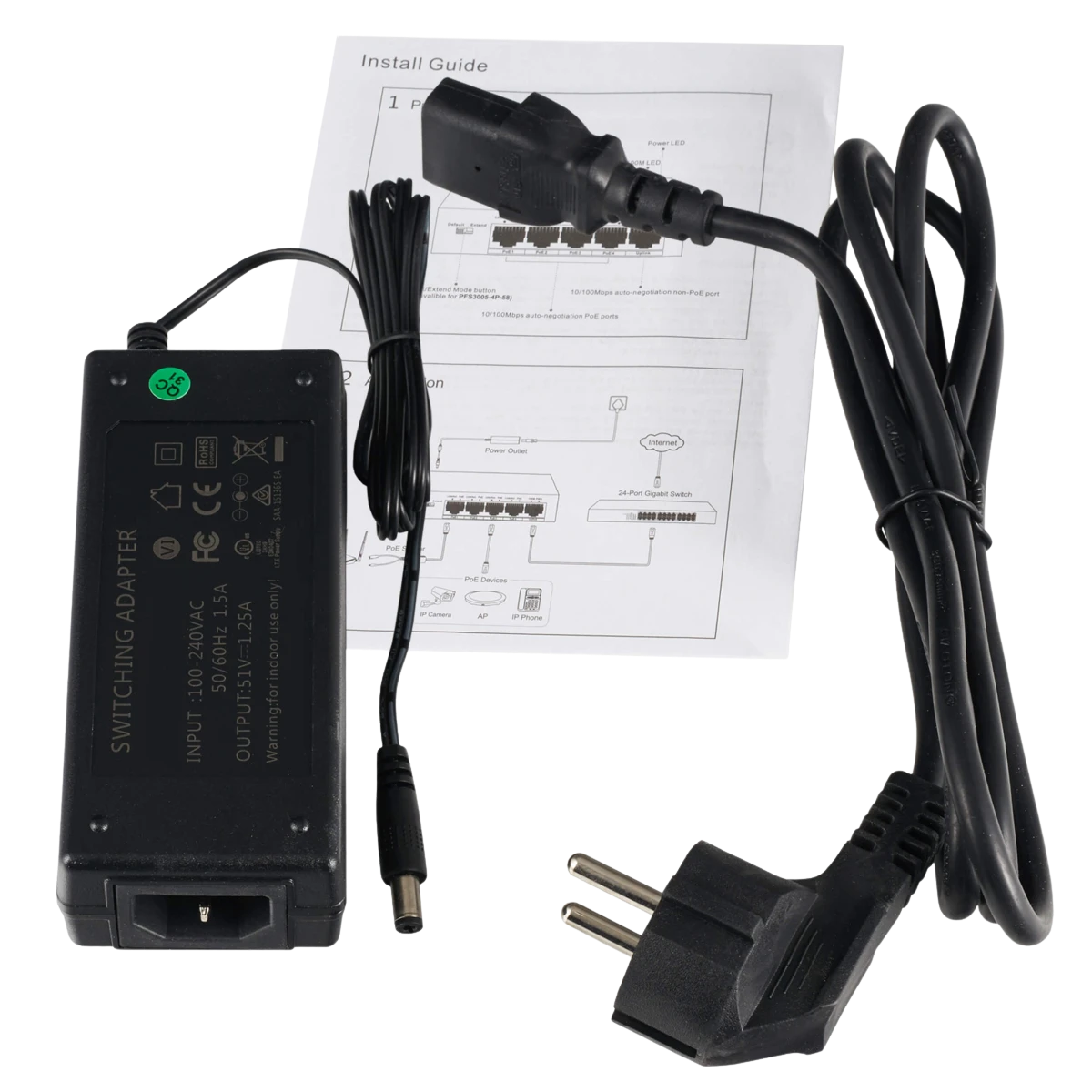 Defendex 4 Port PoE Switch 58W mit Gigabit Uplink