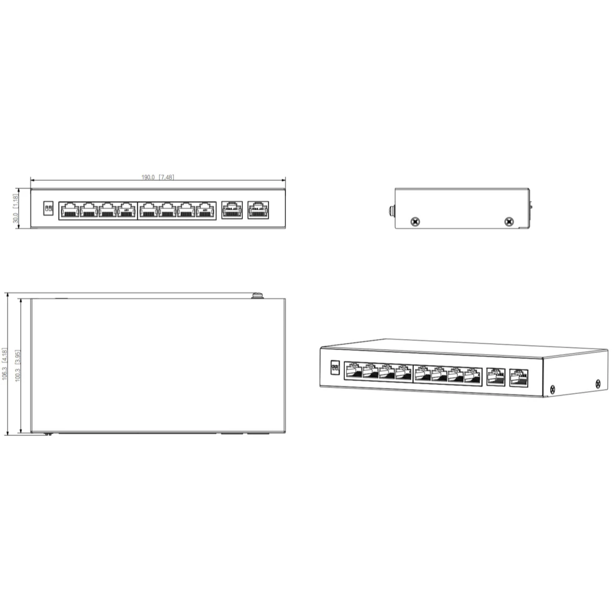 Defendex 8-Port PoE Switch für professionelle IP-Videoüberwachung mit 96W PoE-Budget und Long-Range-Funktion bis 250 Meter.