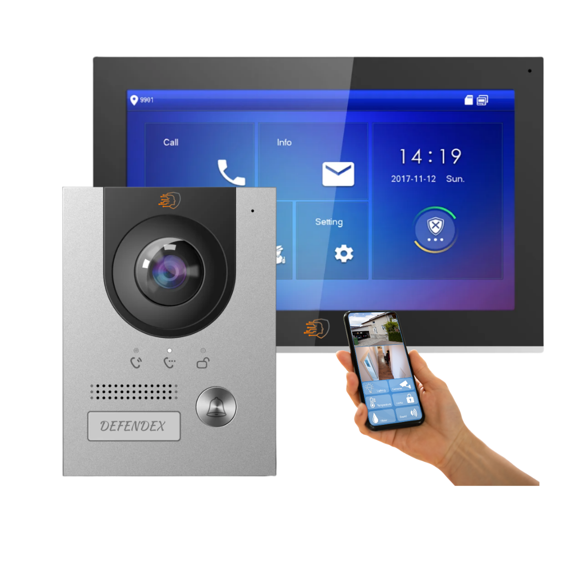 Defendex IP Türsprechanlage Set 1-Familienhaus mit 10 Zoll Touchscreen