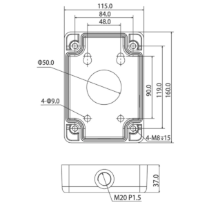 Defendex Junction Box | Installationsbox M20 | Wandmontage | Aluminium | Weiß Hover Image