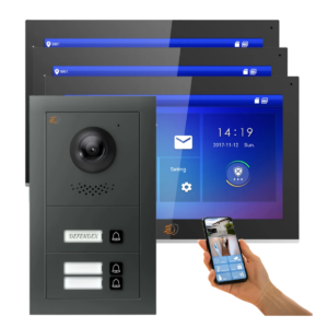 Defendex IP Video-Türsprechanlage Set | 3-Familienhaus | 3x 10" | App | PoE | Antrazit