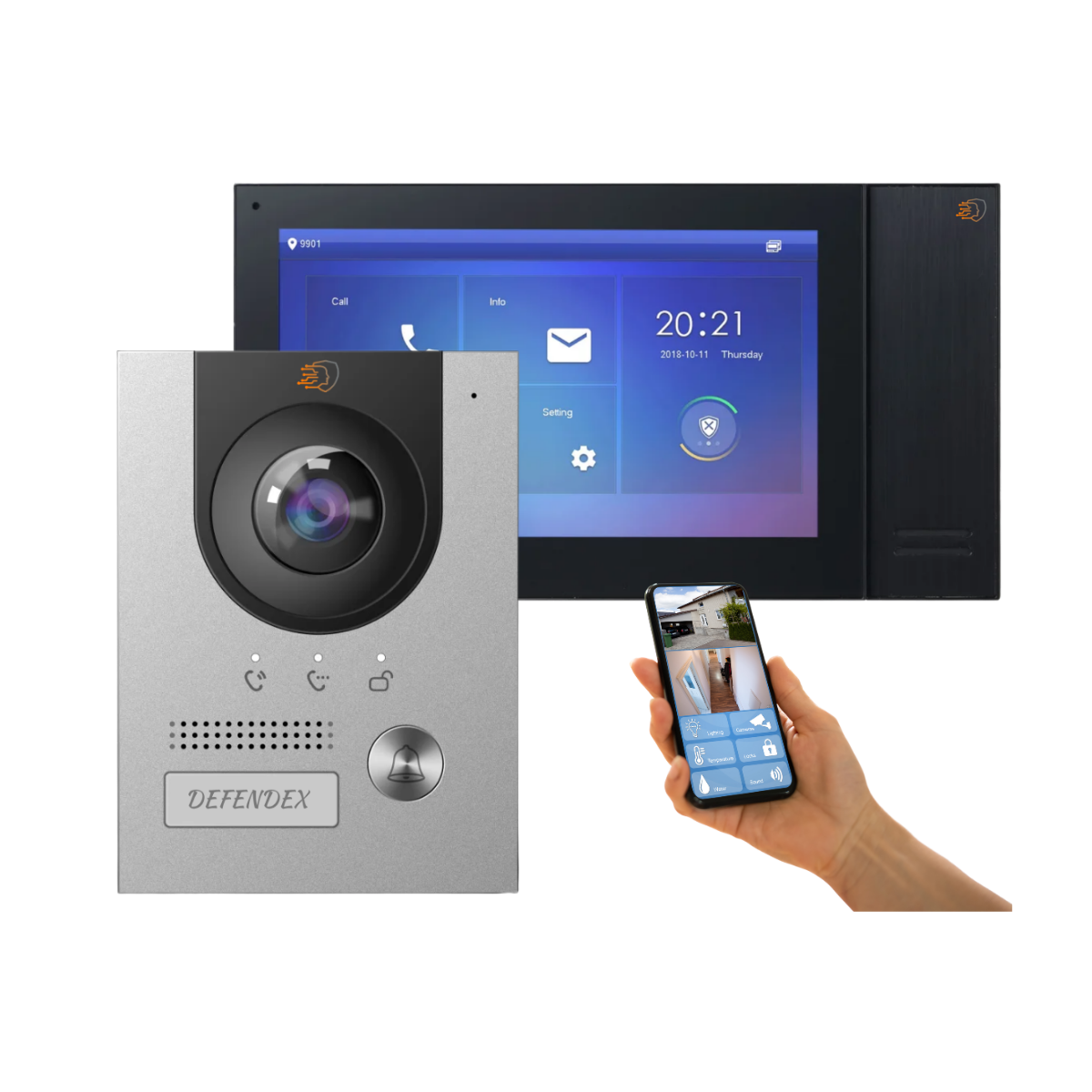 Defendex IP Video-Türsprechanlage Set für 1-Familienhaus mit 7 Zoll Monitor